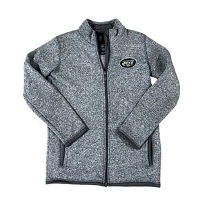 NFL New York Jets Youth Full Zip Fleece Jacket Gray Team Apparel Size Small